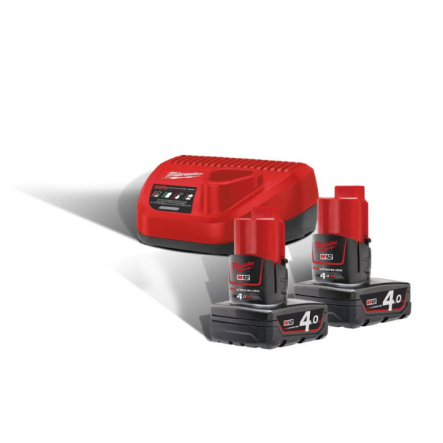 Енергокомплект MILWAUKEE, M12 NRG-402 (+ заряд.пристрій, 2 акум.Х 4Аг) Енергокомплект MILWAUKEE, M12 NRG-402 (+ заряд.пристрій, 2 акум.Х 4Аг)