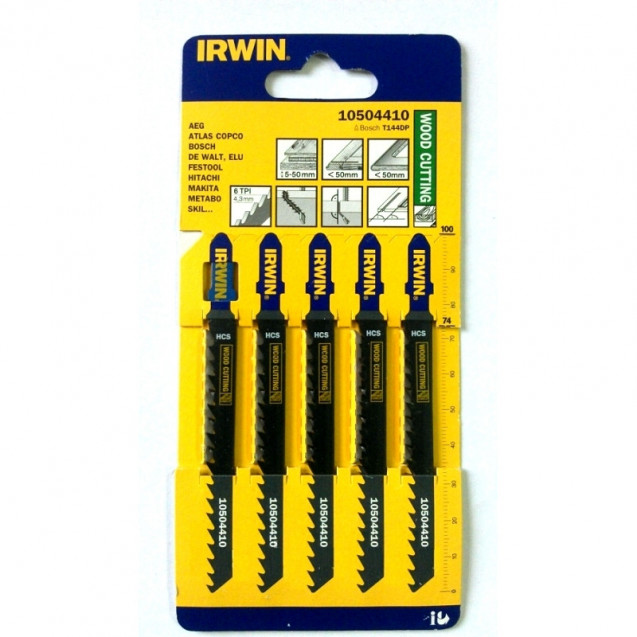 Пилка для лобзика по дереву IRWIN BJSB, 5 PK T144DP