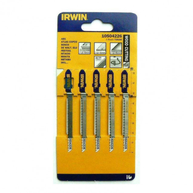 Пилка для лобзика по дереву T101AO 5шт, IRWIN