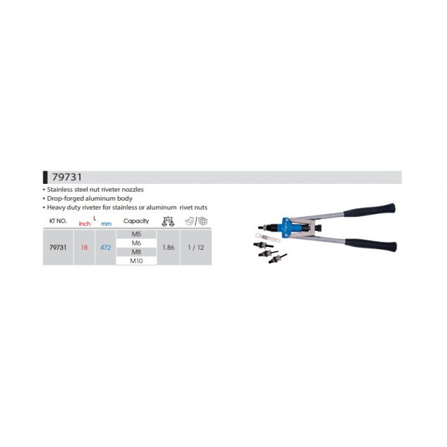 Заклепочник под резьбовые заклепки M5,M6,M8,M10 KING TONY 79731