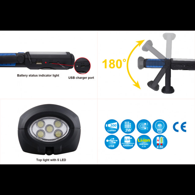 Фонарик 3W COB + 5 LED Фонарик 3W COB + 5 LED