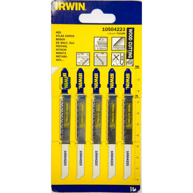 Пилка для лобзика по дереву T101BR 5шт., IRWIN