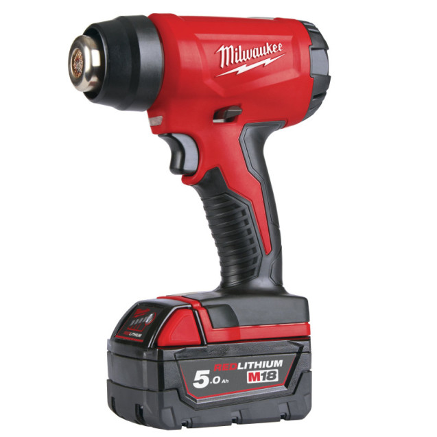 Термоповітродувка   акумуляторна MILWAUKEE, M18 BHG-502C (+ заряд.пристрій, 2 акум.Х 5Аг, кейс)