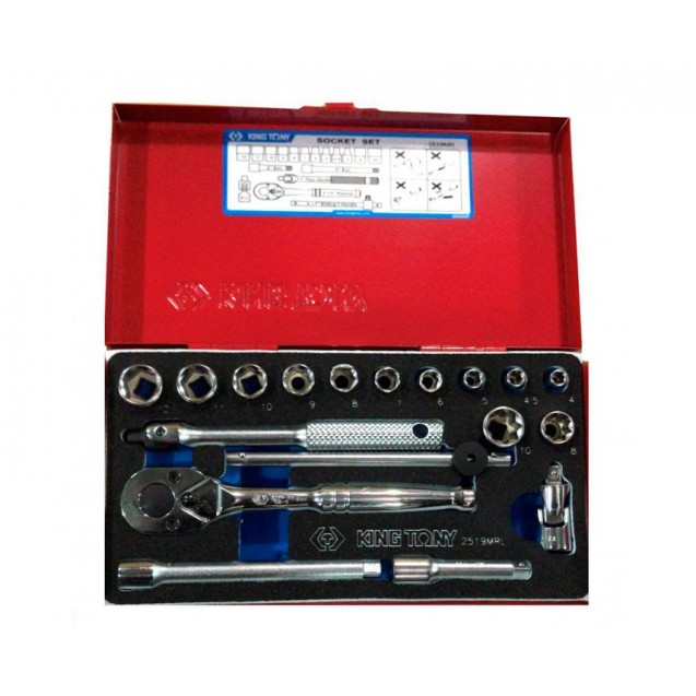 Набор головок 1/4 18 пр. (4-12 мм) EVO KING TONY 2519MRL