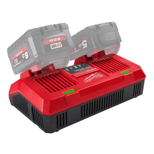 Зарядний пристрій MILWAUKEE, M18 DFC Turbo (для 2х акум. М18) Зарядний пристрій MILWAUKEE, M18 DFC Turbo (для 2х акум. М18)