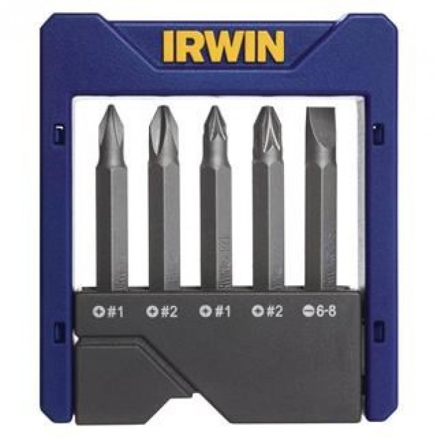 Набор бит усиленных в футляре 5шт. (PH1,2, PZ1,2, SL6,5), IRWIN