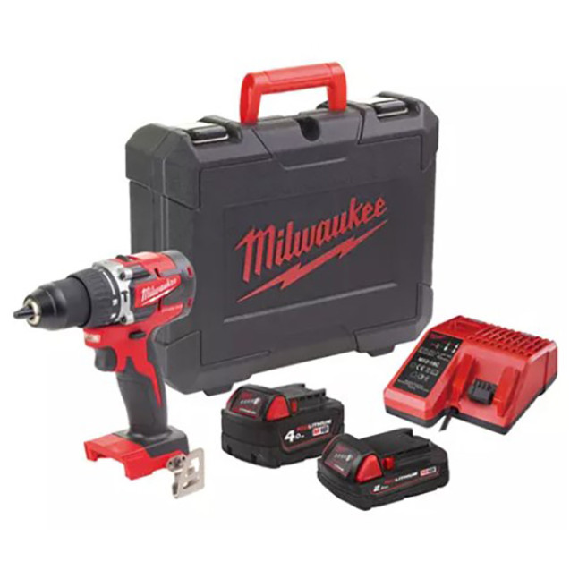 Дриль-шурупокрут з ударом акумулят. MILWAUKEE, M18 CBLPD-422C, 60Нм (зар.пр., 1ак. Х4Аг, 1ак.Х2Аг, к