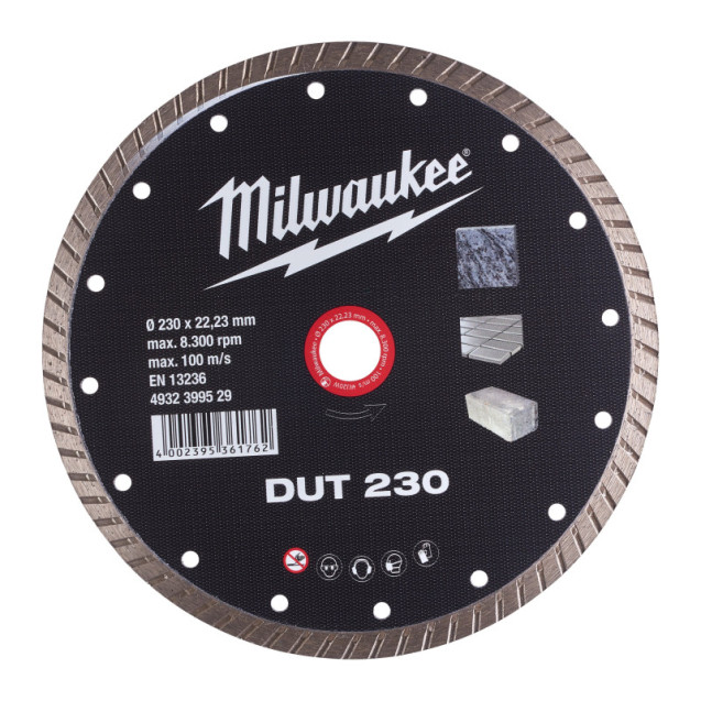 Алмазный диск DUT 230 для керамической плитки, бетон (чистый рез) MILWAUKEE Алмазный диск DUT 230 для керамической плитки, бетон (чистый рез) MILWAUKEE