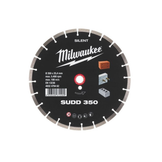 Алмазный диск SUDD 350 для твердого бетона, бетонных блоков с арм. и камня MILWAUKEE