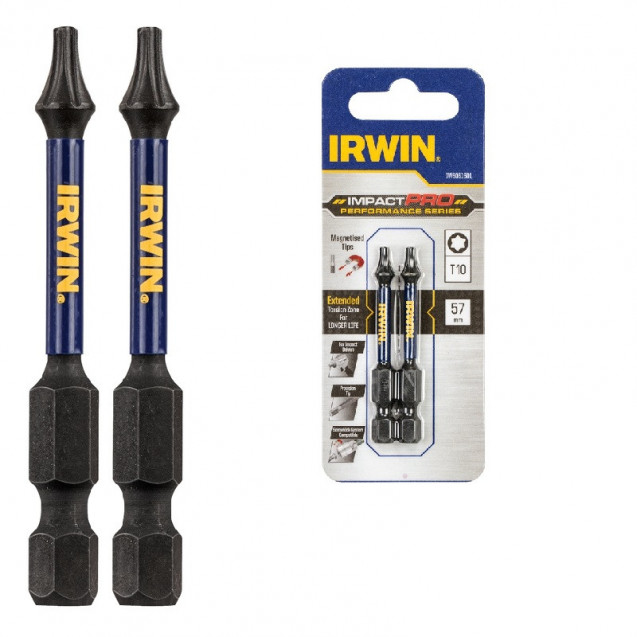 Бита IMPACT PRO 1/4"/57мм TX10 2шт, IRWIN