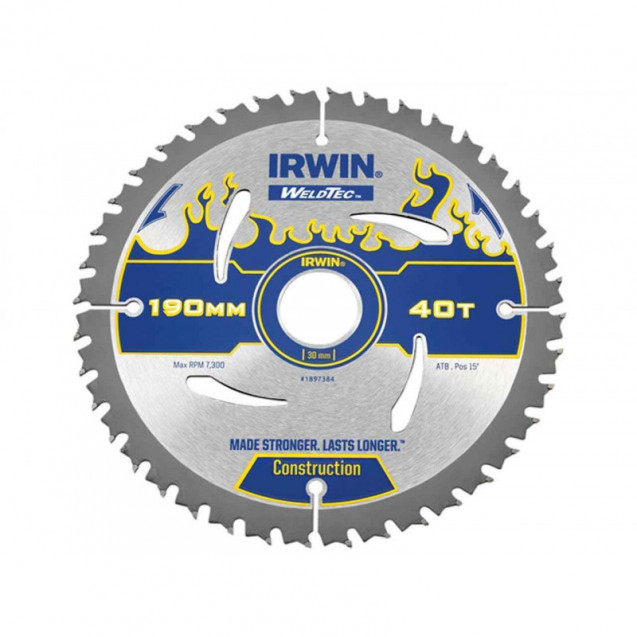 Диск пильный по деревоматериалам Weldtec CSB 190мм/40T/30/20, IRWIN