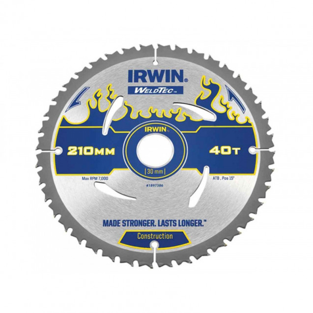 Диск пильный по деревоматериалам Weldtec CSB 210/T40х30/20, IRWIN