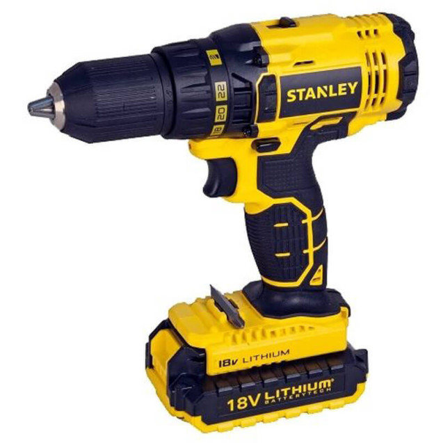 Дриль/гвинтоверт STANLEY, акумуляторна, 2 швидкості, 18V, 45Нм, 10 мм ШЗП, 2 ак. Li-Ion, 1,5 А/г, з/ Дриль/гвинтоверт STANLEY, акумуляторна, 2 швидкості, 18V, 45Нм, 10 мм ШЗП, 2 ак. Li-Ion, 1,5 А/г, з/