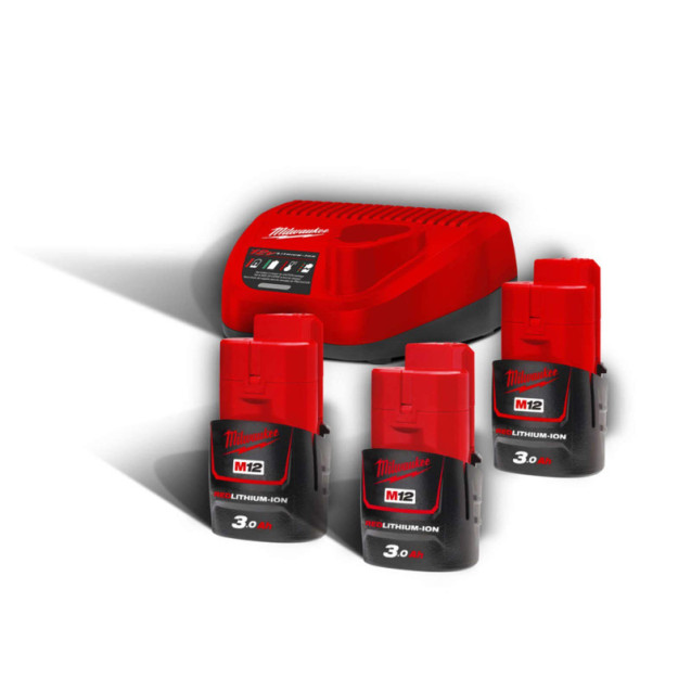 Аккумулятор Li-Ion MILWAUKEE, M12 NRG-303 (+ заряд.пристрій, 3 акум.Х 3Аг)