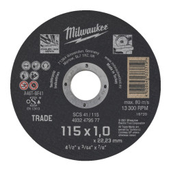 Круг отрезной SCS 41/115х1 мм MILWAUKEE Круг отрезной SCS 41/115х1 мм MILWAUKEE