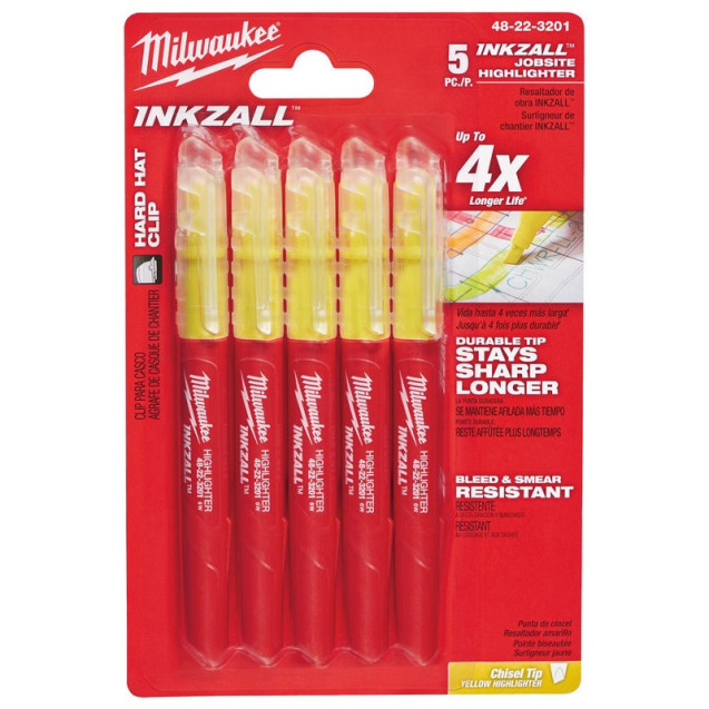 Набір текстмаркерів InkZAll MILWAUKEE, жовтий, (5шт) Набір текстмаркерів InkZAll MILWAUKEE, жовтий, (5шт)