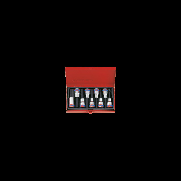 Набор бит в головке 1/2", HEX, 4-17 мм, L = 80 мм, 9 пр