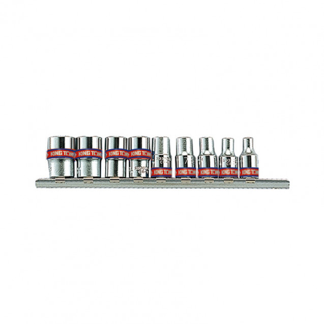 Набор головок 1/4" 9 ед. 6-ти гранные,короткие, дюймовые на планке