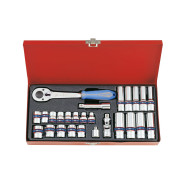 Набор торцевых головок с принадлежностями 3/8 , двенадцатигранные, 7-19 мм, 26 предметов KING TONY 3027MR Набор торцевых головок с принадлежностями 3/8 , двенадцатигранные, 7-19 мм, 26 предметов KING TONY 3027MR