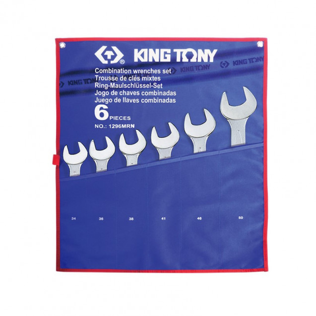 Набор комбинированных ключей (34-50 мм) 6 предметов KING TONY 1296MRN Набор комбинированных ключей (34-50 мм) 6 предметов KING TONY 1296MRN