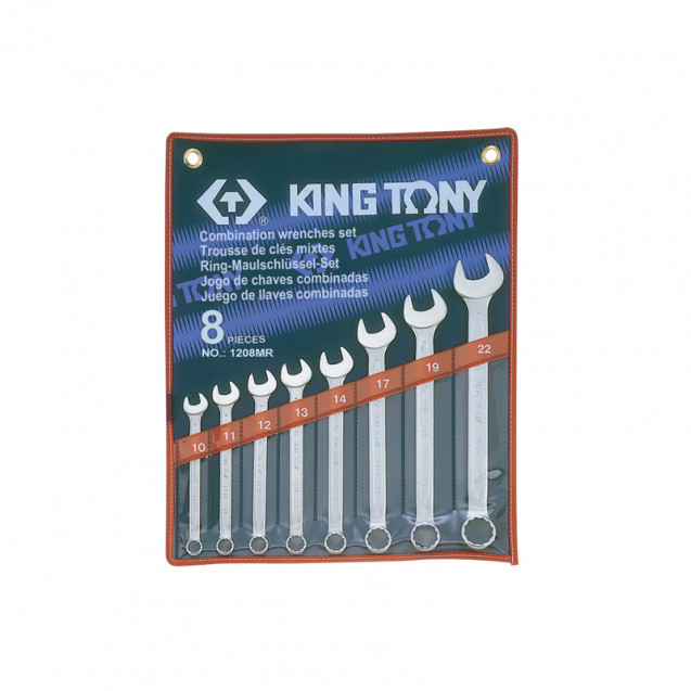 Набор комбинированных ключей, 10-22 мм, 8 предметов KING TONY 1208MR Набор комбинированных ключей, 10-22 мм, 8 предметов KING TONY 1208MR