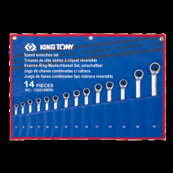 Набор ключей комби с трещеткой и флажком 14шт. (8-24) KING TONY