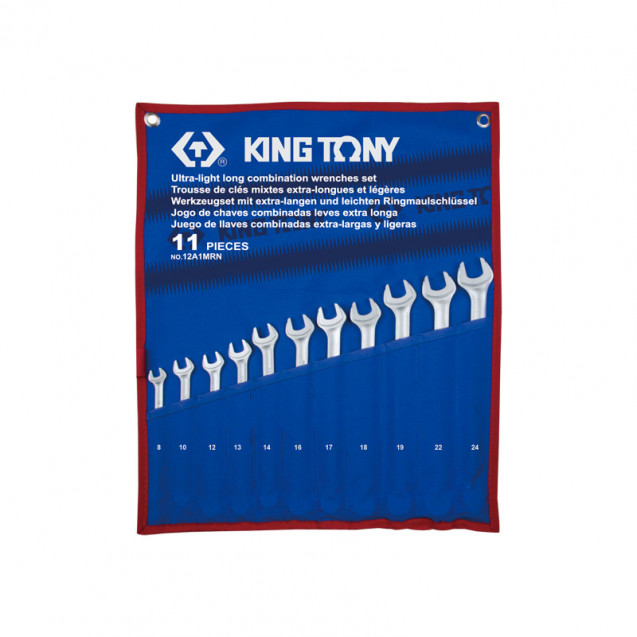 Набор комбинированных удлиненных ключей, 8-24 мм KING TONY 12A1MRN Набор комбинированных удлиненных ключей, 8-24 мм KING TONY 12A1MRN