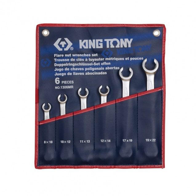 Набор ключей разрезные 6 шт. 8-22 мм KING TONY 1306MR Набор ключей разрезные 6 шт. 8-22 мм KING TONY 1306MR