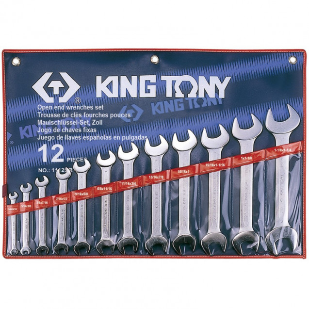 Набор ключей рожковых 12 шт. 1/4-1-1/4 KING TONY 1112SR Набор ключей рожковых 12 шт. 1/4-1-1/4 KING TONY 1112SR