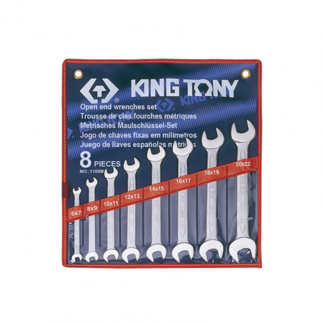 Набор ключей рожковых 8 шт. (6-22 мм) KING TONY 1108MR