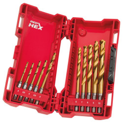 Набор сверл по металлу Milwaukee RedHEX HSS-G TiN (10 шт) Набор сверл по металлу Milwaukee RedHEX HSS-G TiN (10 шт)