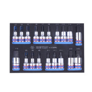 Набор торцевых насадок HEX и SPLINE, 19 предметов в ложементе KING TONY 9-4129PRV