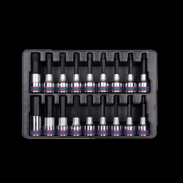 Набор торцевых головок 1/2" HEX, TORX 18 предметов Т20-Т60, H4-17 мм