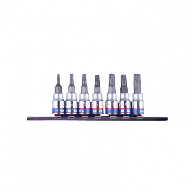 Набор Torx 1/4 с отверстием 7 ед. в держателе (на планке) KING TONY 2107PR Набор Torx 1/4 с отверстием 7 ед. в держателе (на планке) KING TONY 2107PR