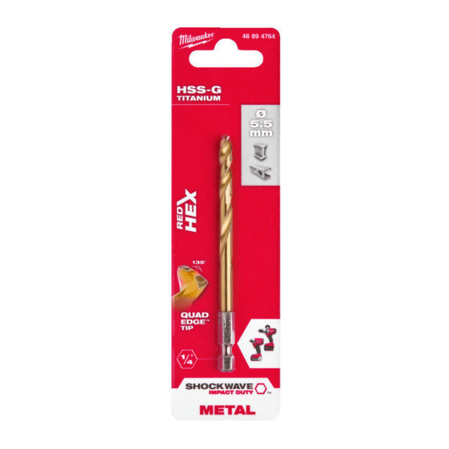 Сверло по металлу Milwaukee RedHEX HSS-G TiN 5,5 мм (1 шт)