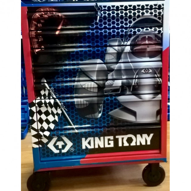 Тумба на колесах, 7 ящиков, подшипник, тормоз (выставочная) KING TONY 87434-7BUT
